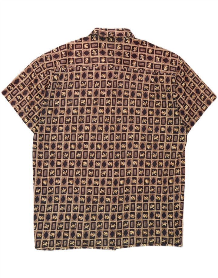 JOCKEY Mens Short Sleeve Shirt XL Brown Geometric Vintage Jockey and Second-Hand Jockey from Messina Hembry 