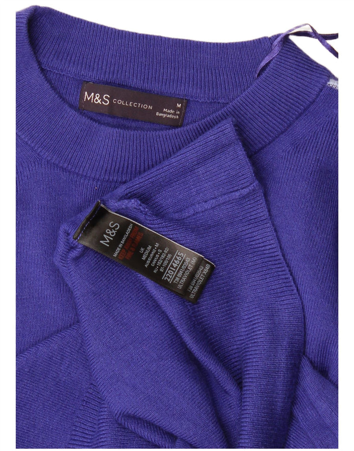 Marks & Spencer Womens Crew Neck Jumper Sweater UK 14 Medium Blue Viscose