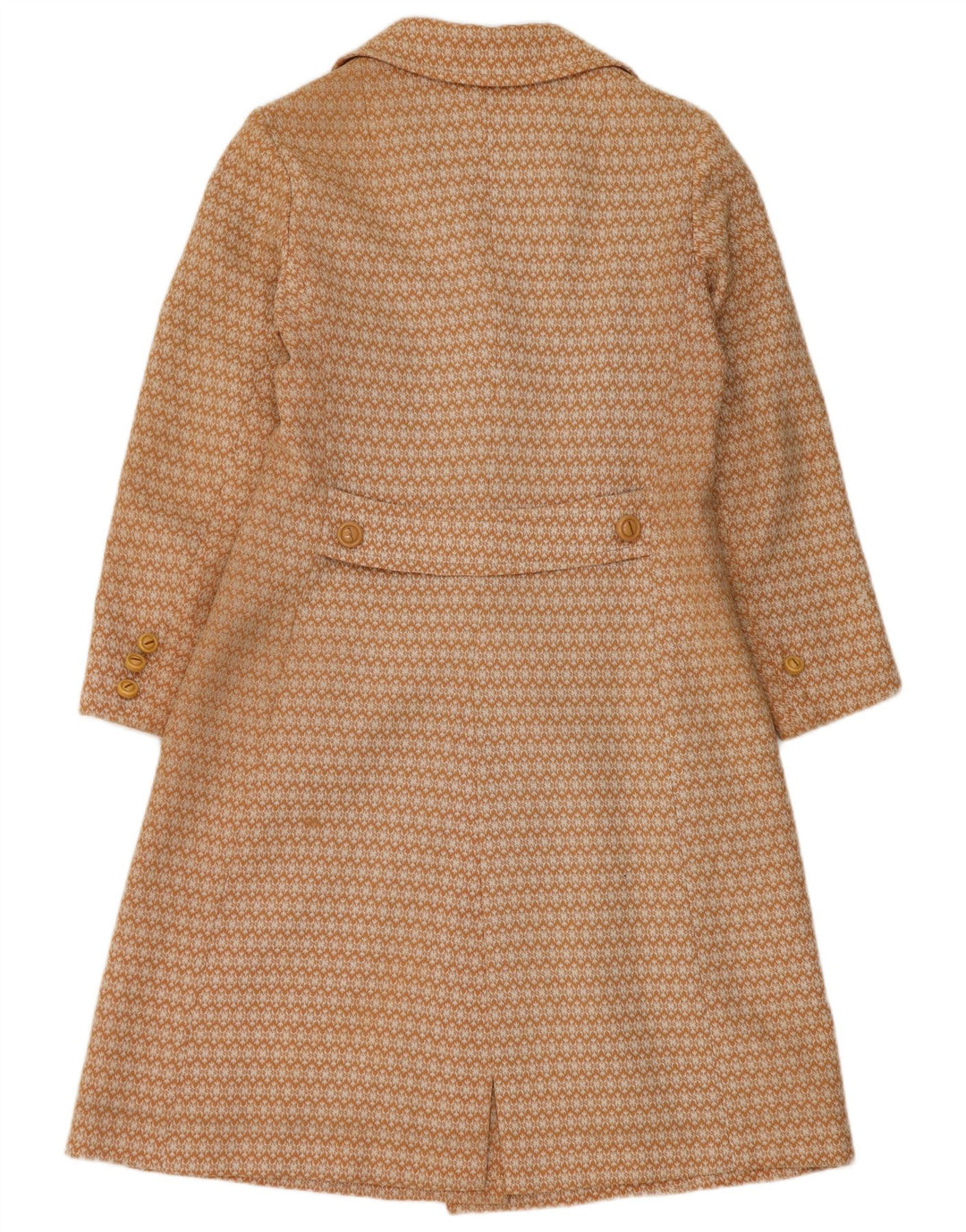 Vintage Womens Overcoat UK 10 Small Beige Geometric