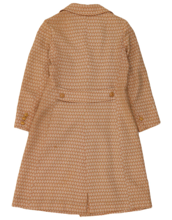 Vintage Womens Overcoat UK 10 Small Beige Geometric