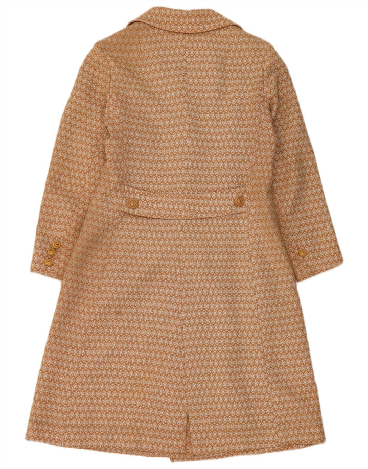 Vintage Womens Overcoat UK 10 Small Beige Geometric