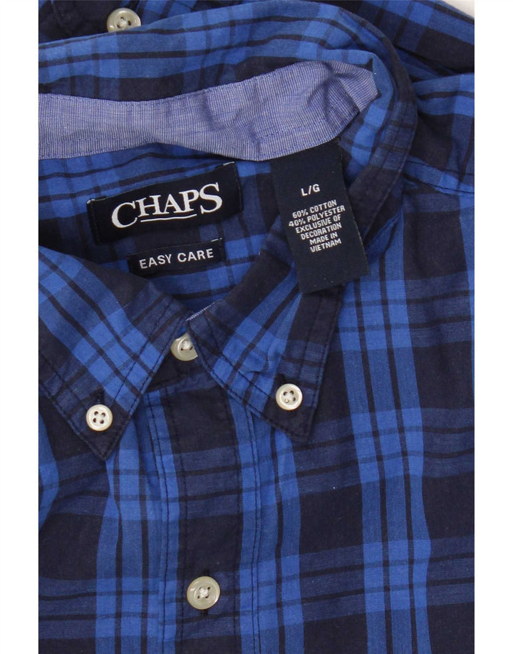 Chaps Mens Shirt Large Blue Check Cotton
