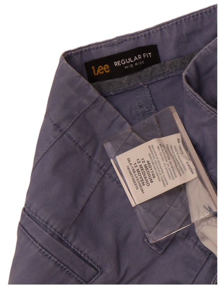 Lee Womens Mid Rise Regular Fit Casual Shorts US 12 Large W32 Blue Cotton