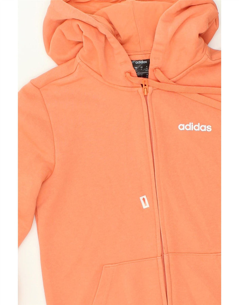 ADIDAS Womens Zip Hoodie Sweater UK 4/6 XS Orange Cotton Vintage Adidas and Second-Hand Adidas from Messina Hembry 