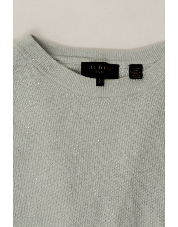 TED BAKER Womens Oversized Crew Neck Jumper Sweater Size 2 Small Blue Vintage Ted Baker and Second-Hand Ted Baker from Messina Hembry 