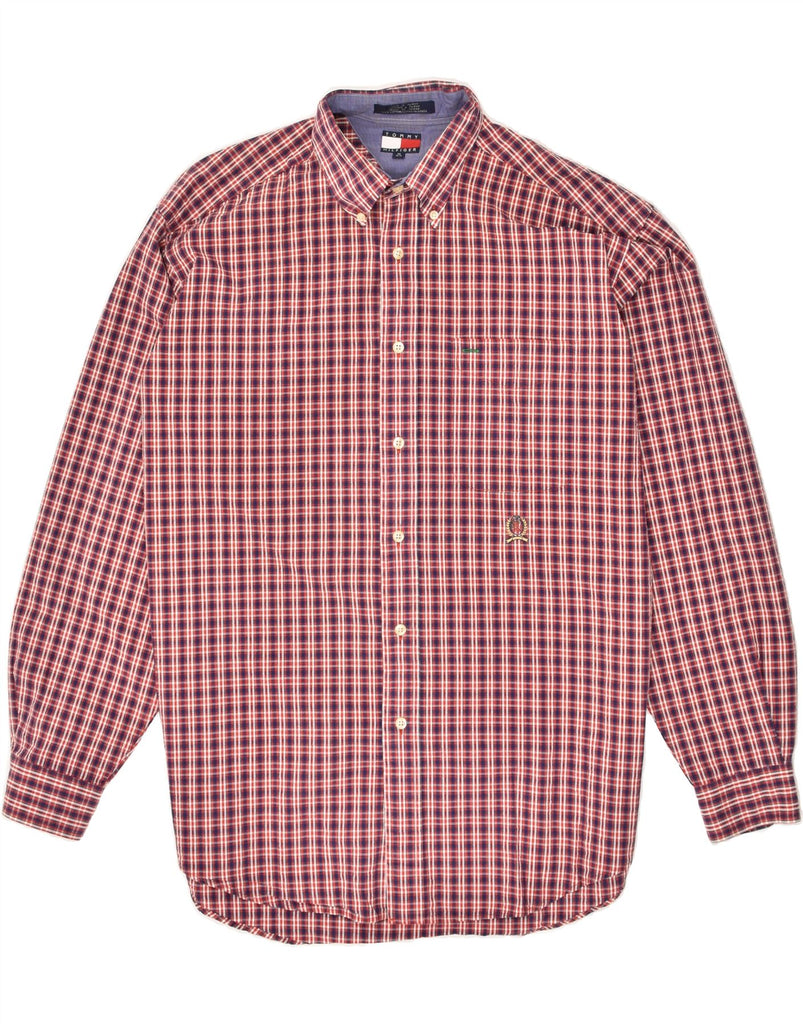 TOMMY HILFIGER Mens Shirt Medium Red Check Cotton | Vintage Tommy Hilfiger | Thrift | Second-Hand Tommy Hilfiger | Used Clothing | Messina Hembry 