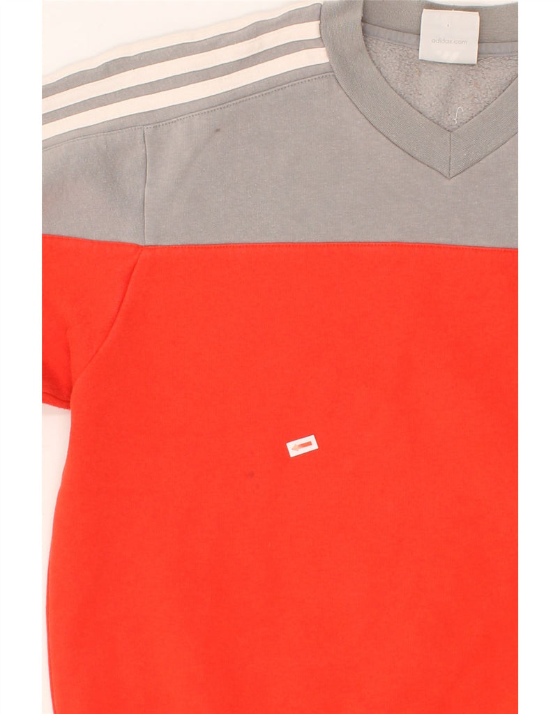 ADIDAS Boys Sweatshirt Jumper 13-14 Years Orange Colourblock Cotton Vintage Adidas and Second-Hand Adidas from Messina Hembry 