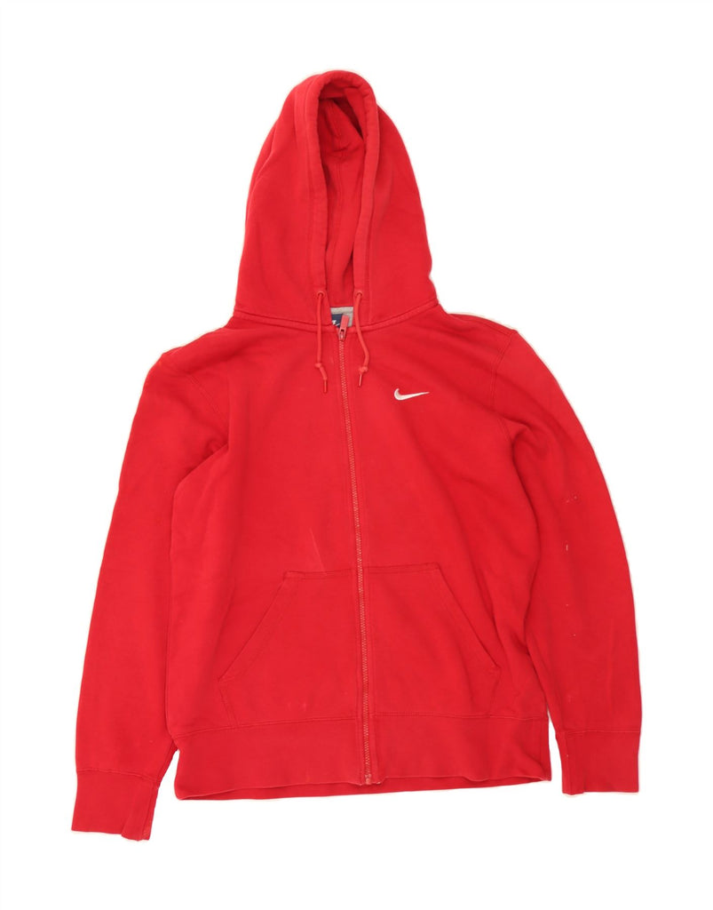 NIKE Womens Oversized Zip Hoodie Sweater UK 14 Large Red Cotton Vintage Nike and Second-Hand Nike from Messina Hembry 