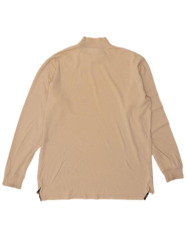 Adidas Mens Top Long Sleeve UK 38/40 Medium Beige Cotton