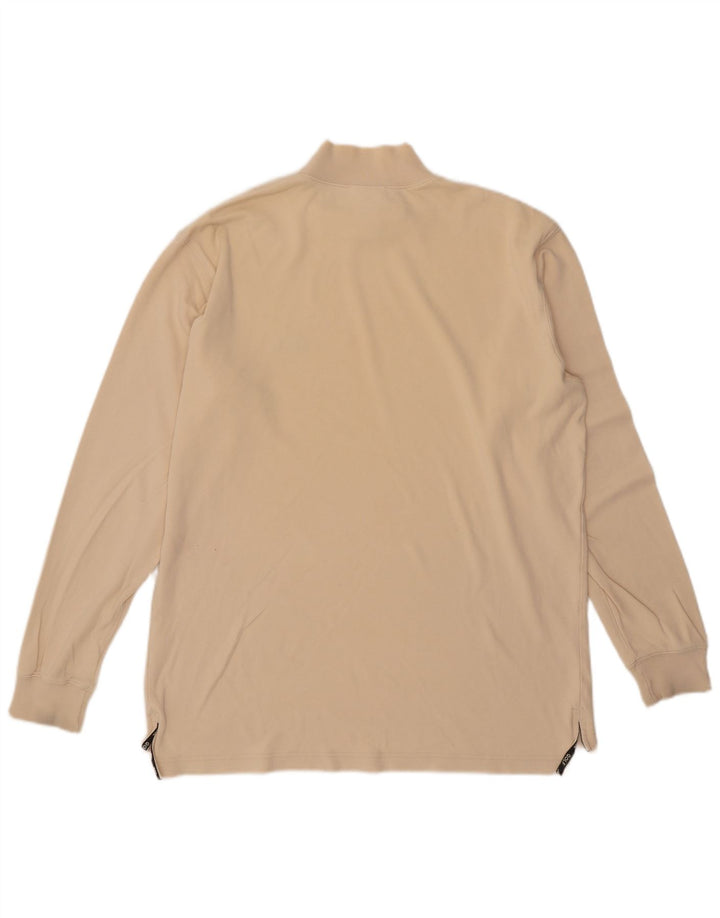 Adidas Mens Top Long Sleeve UK 38/40 Medium Beige Cotton