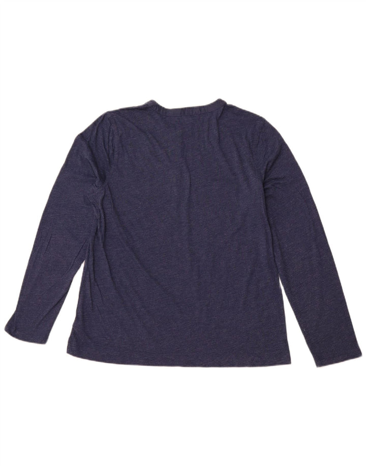 CHAPS Womens Top Long Sleeve UK 16 Large Navy Blue Cotton