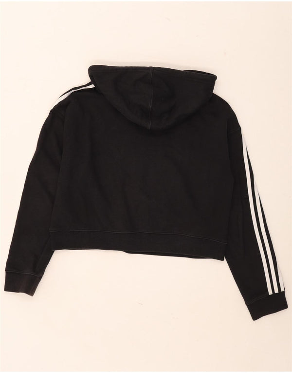 Adidas Womens Crop Oversized Sweatshirt Jumper UK 10 Small Black Cotton