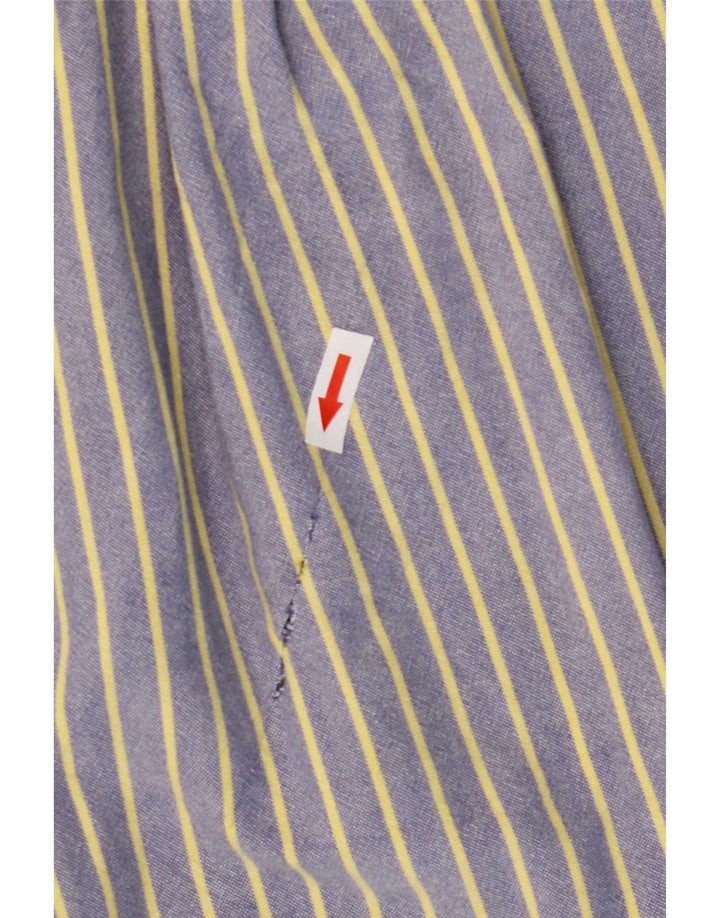 Chaps Mens Shirt Medium Blue Striped Cotton