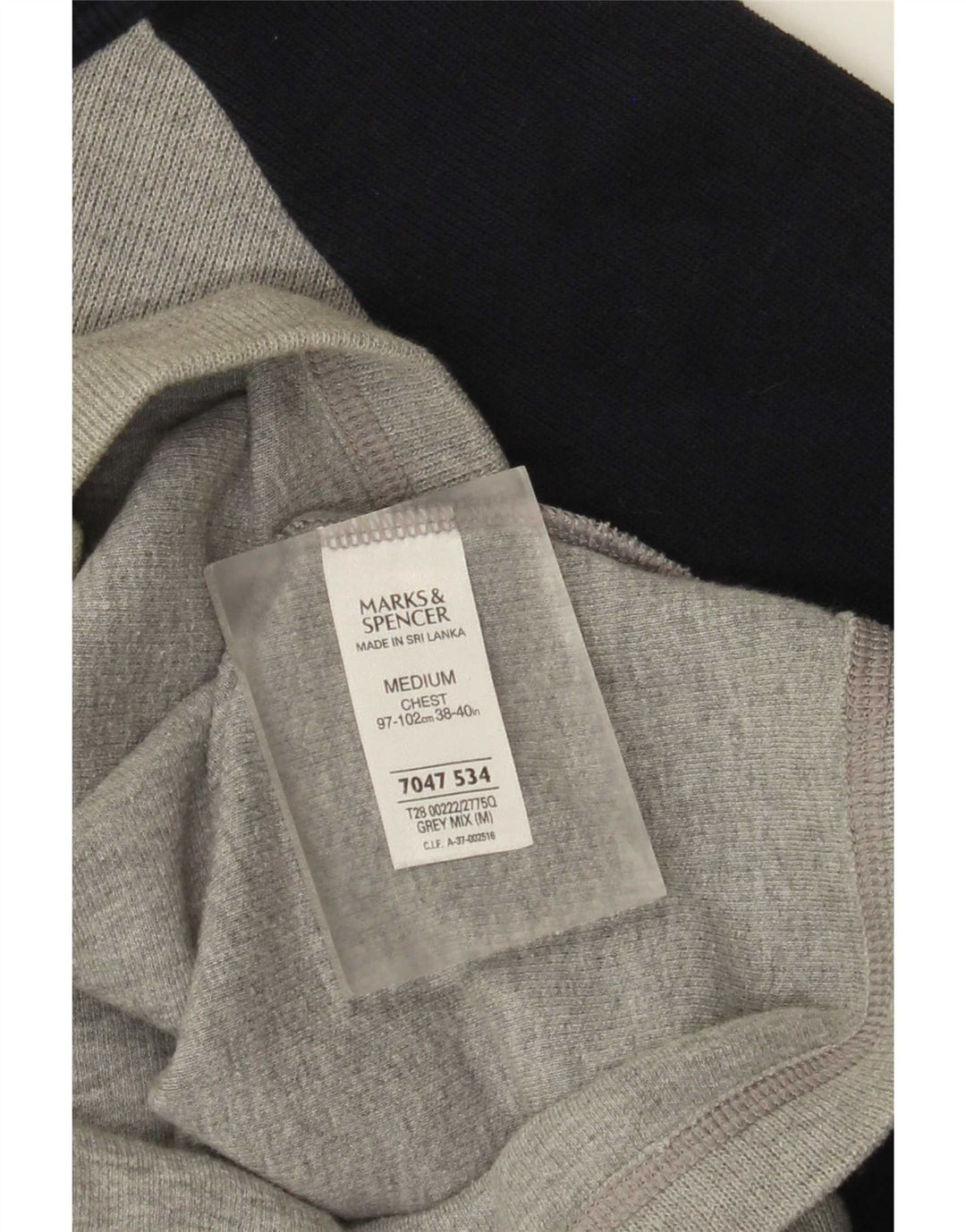 Marks & Spencer Mens Top Long Sleeve Medium Grey Colourblock Cotton