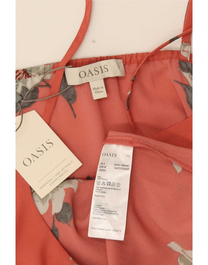 Oasis Womens Tiered Cami Top UK 8 Small Red Floral Polyester