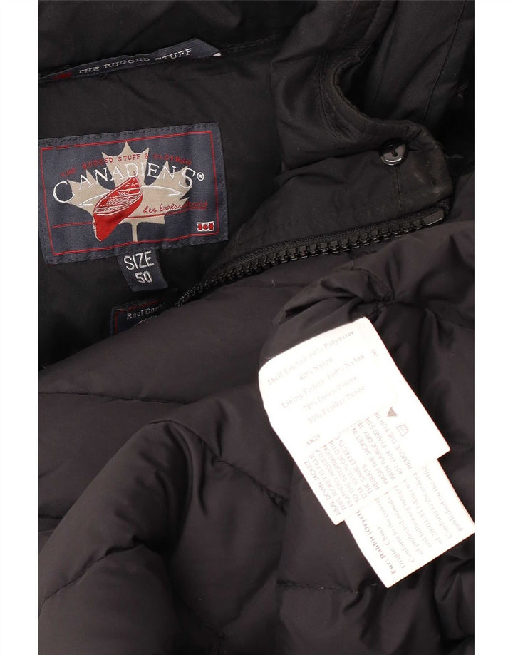 Canadiens Mens Hooded Padded Coat IT 50 Large Black Polyester