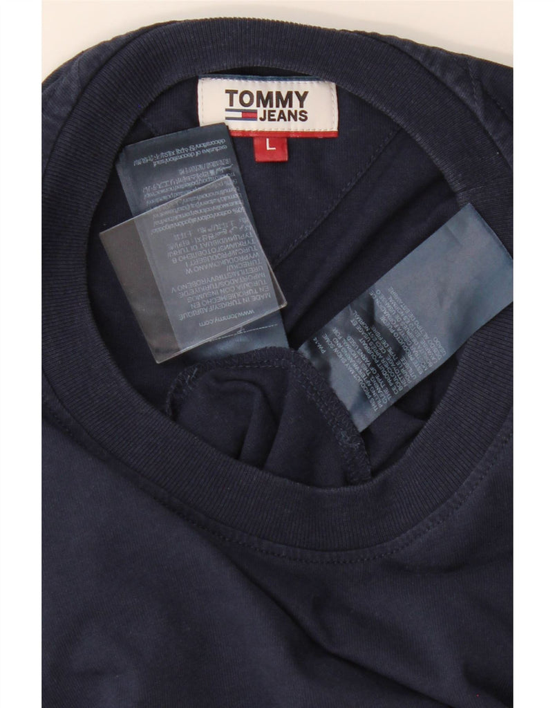 TOMMY HILFIGER Womens Crop T-Shirt Top UK 16 Large Navy Blue Vintage Tommy Hilfiger and Second-Hand Tommy Hilfiger from Messina Hembry 