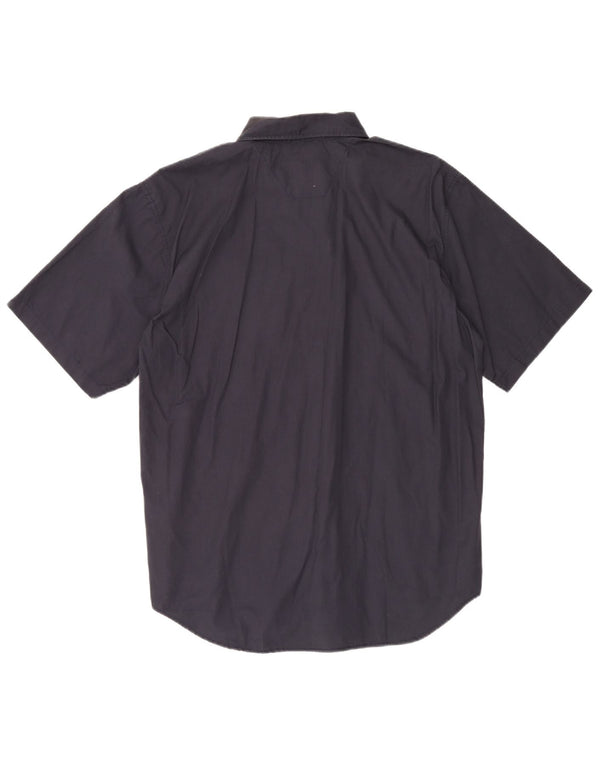 Wrangler Mens Short Sleeve Shirt 2XL Navy Blue Cotton