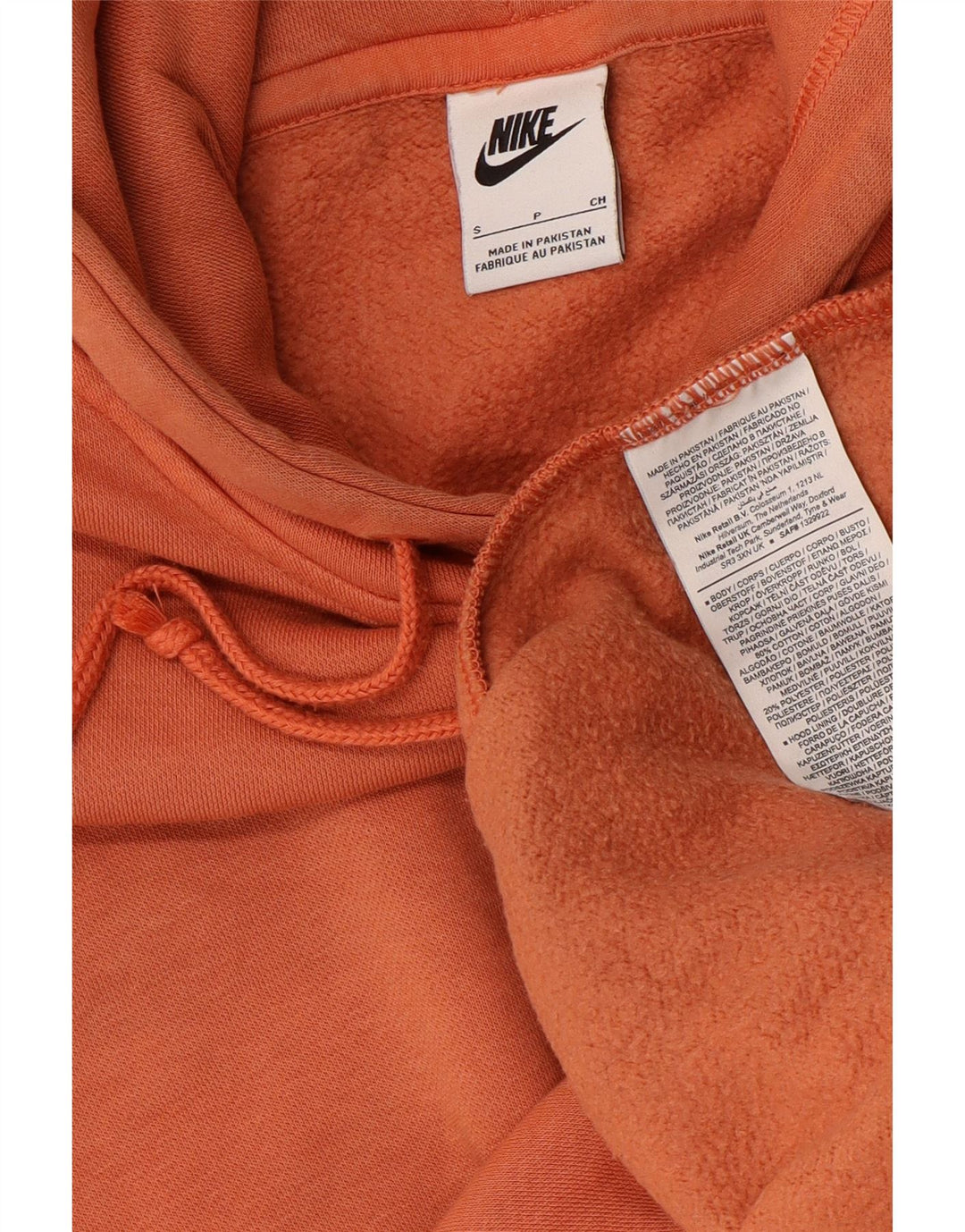 Nike Mens Loose Fit Hoodie Jumper Small Orange Cotton