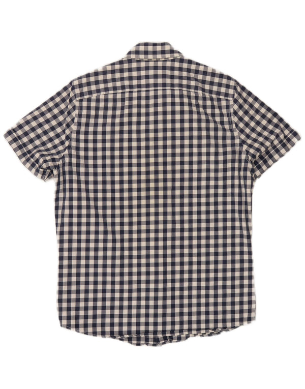 Abercrombie & Fitch Mens Muscle Short Sleeve Shirt Medium Navy Blue Gingham