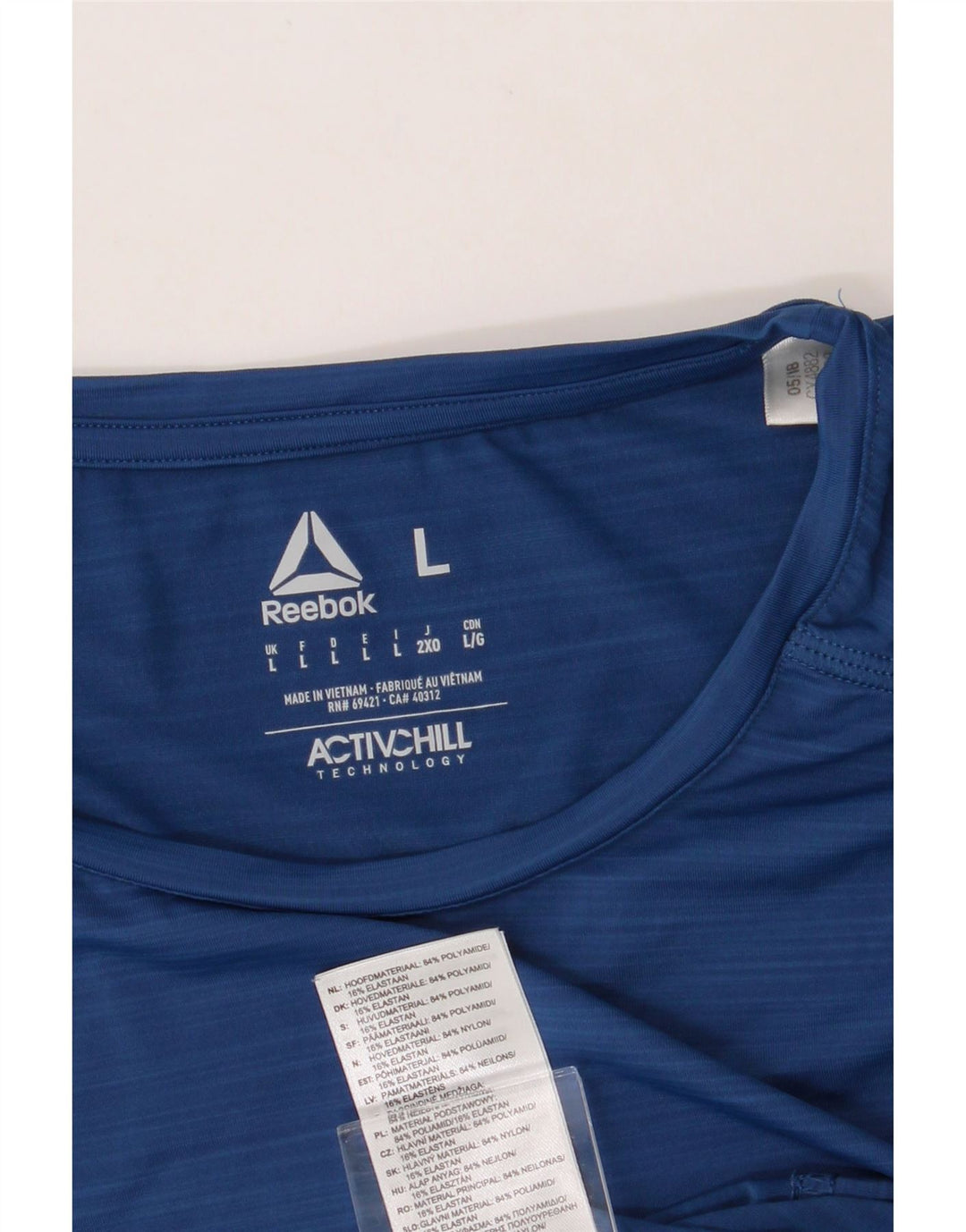 ADIDAS Mens T-Shirt Top Large Blue Nylon Vintage Adidas and Second-Hand Adidas from Messina Hembry 