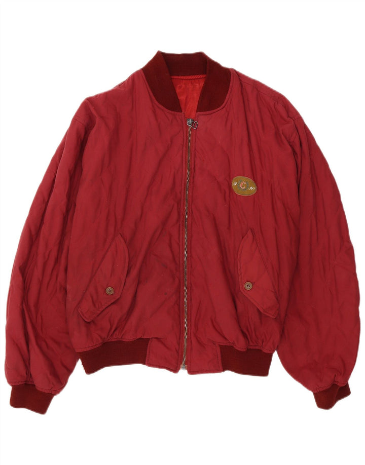 Casucci Mens Loose Fit Bomber Jacket UK 36 Small Red Colourblock Polyester