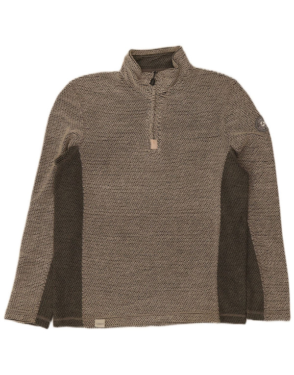 Weird Fish Mens Graphic Zip Neck Sweatshirt Jumper Medium Grey Colourblock