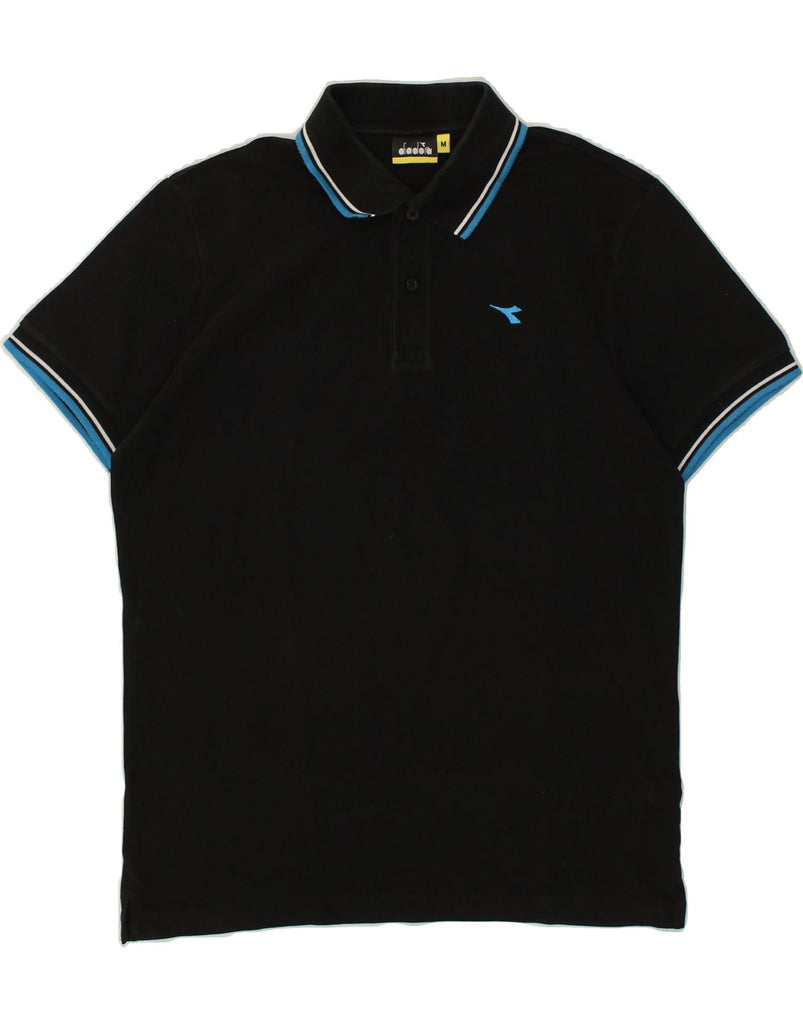 DIADORA Mens Polo Shirt Medium Black Cotton | Vintage Diadora | Thrift | Second-Hand Diadora | Used Clothing | Messina Hembry 