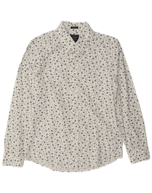 Abercrombie & Fitch Mens Super Slim Fit Shirt Small White Floral Cotton