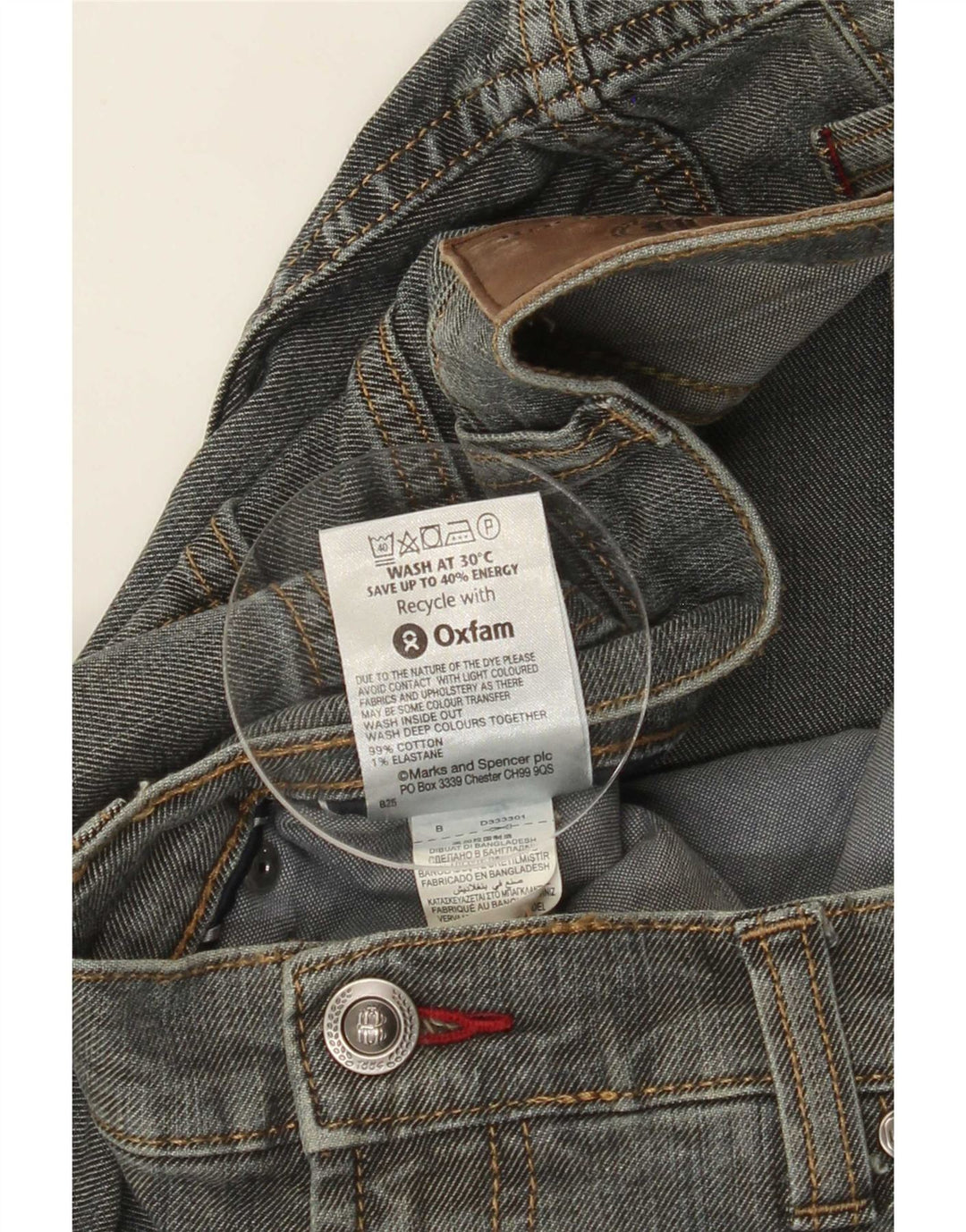 Marks & Spencer Mens Straight Jeans W34 L29 Grey Cotton