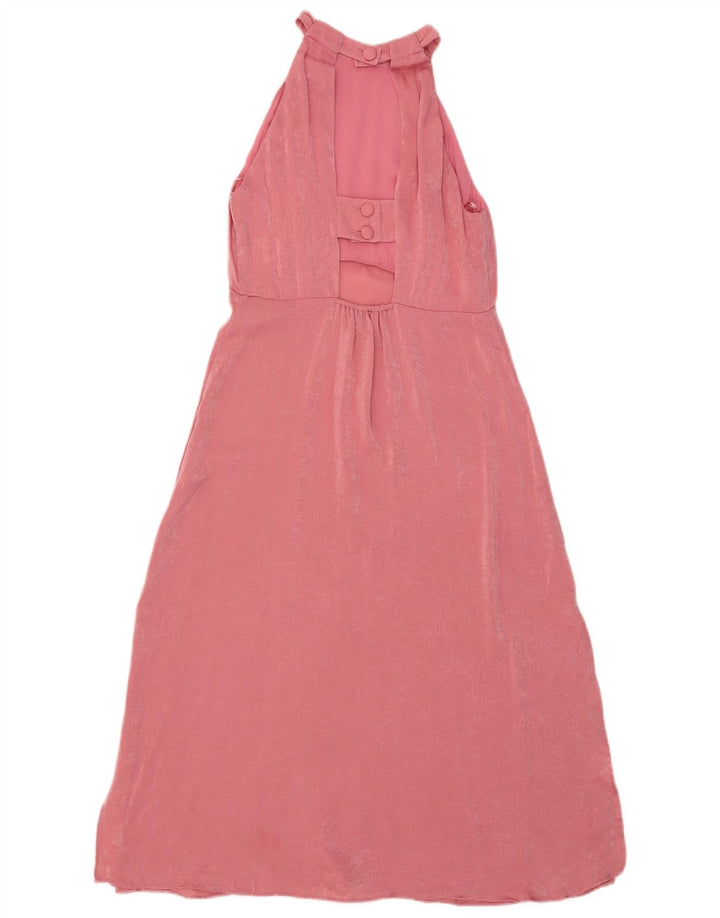 Zara Womens Maxi Halter Dress UK 12 Medium Pink Polyester