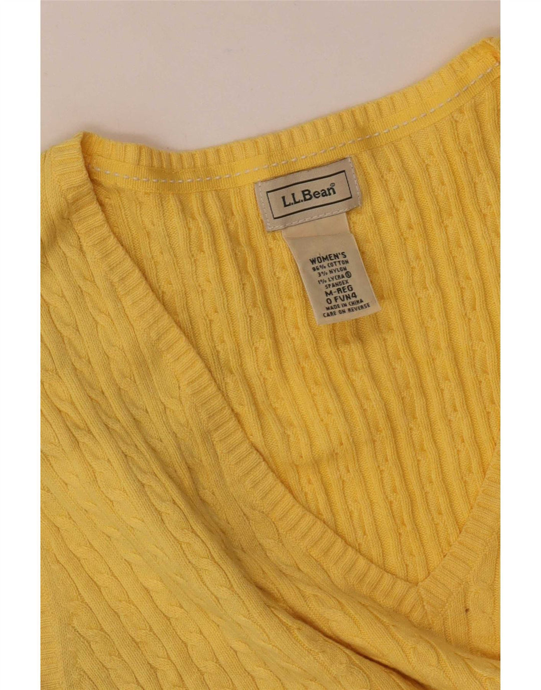 L.L.Bean Womens Vest Tank Top UK 12 Medium Yellow Cotton
