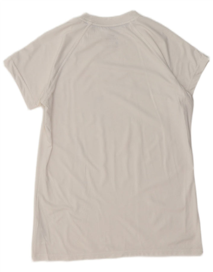 NIKE Womens Dri Fit Graphic T-Shirt Top UK 12 Medium White Polyester