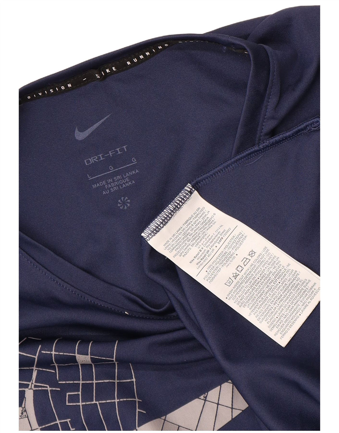 Nike Mens Graphic T-Shirt Top Large Navy Blue Polyester