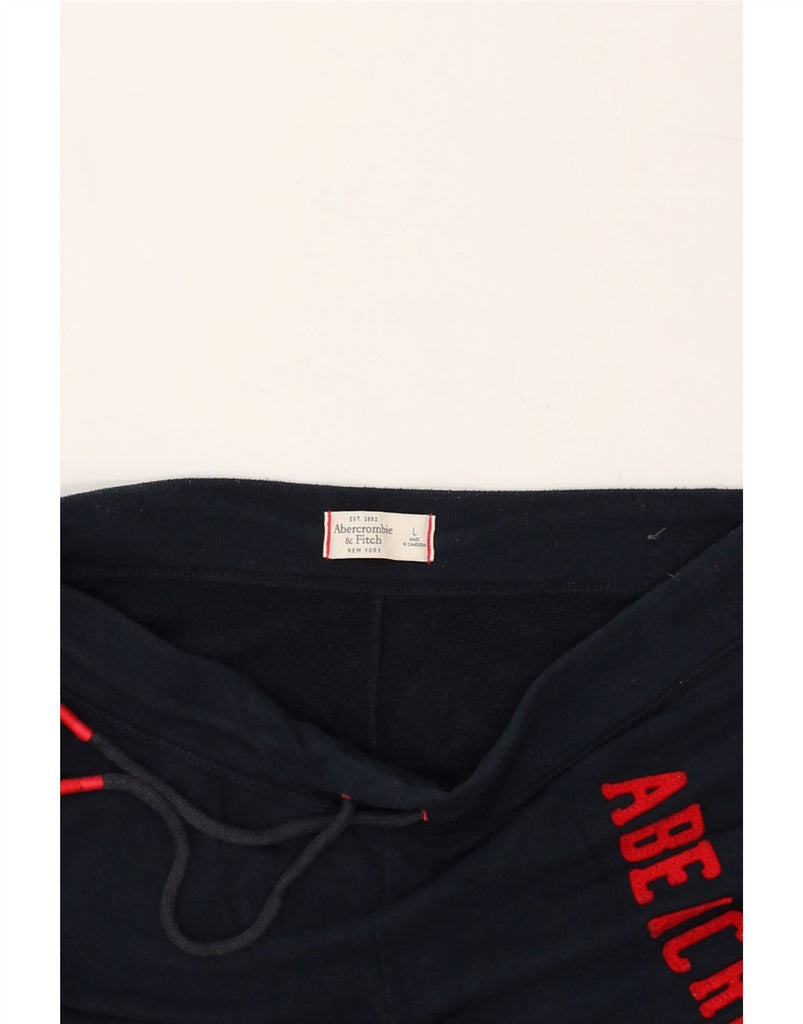 ABERCROMBIE & FITCH Womens Tracksuit Trousers UK 14 Large Navy Blue Cotton | Vintage Abercrombie & Fitch | Thrift | Second-Hand Abercrombie & Fitch | Used Clothing | Messina Hembry 