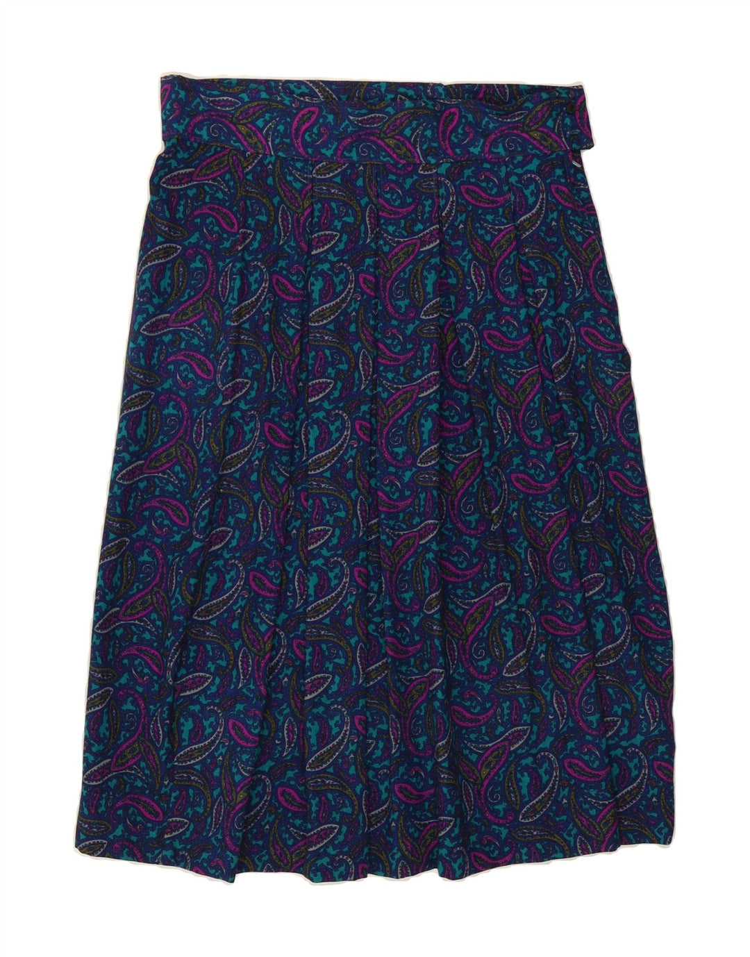 VINTAGE Womens Pleated Skirt W34 Large Blue Paisley Vintage Vintage and Second-Hand Vintage from Messina Hembry 