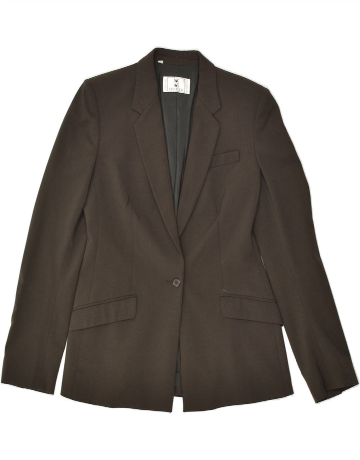OLIVER Womens 1 Button Blazer Jacket IT 42 Medium Grey Wool | Vintage Oliver | Thrift | Second-Hand Oliver | Used Clothing | Messina Hembry 