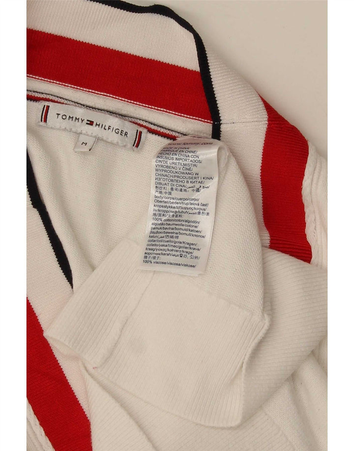 Tommy Hilfiger Womens V-Neck Jumper Sweater UK 14 Medium White Colourblock