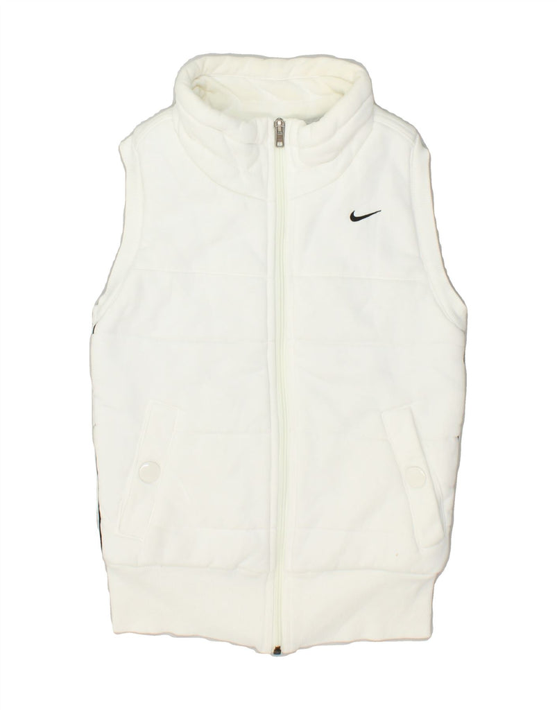 NIKE Womens Padded Gilet UK 6 XS White | Vintage Nike | Thrift | Second-Hand Nike | Used Clothing | Messina Hembry 