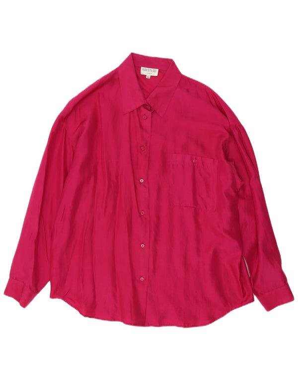 Vintage Womens Shirt Blouse UK 18 XL Pink Silk