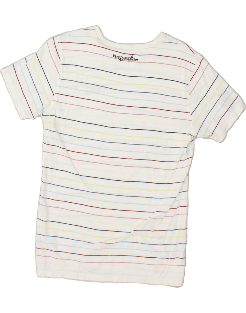 PEPE JEANS Mens T-Shirt Top Medium White Striped Cotton | Vintage PEPE Jeans | Thrift | Second-Hand PEPE Jeans | Used Clothing | Messina Hembry 