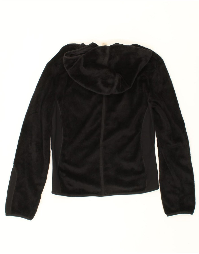 NORTH SAILS Womens Zip Neck Hooded Fleece Jumper UK 14 Large Black Vintage North Sails and Second-Hand North Sails from Messina Hembry 