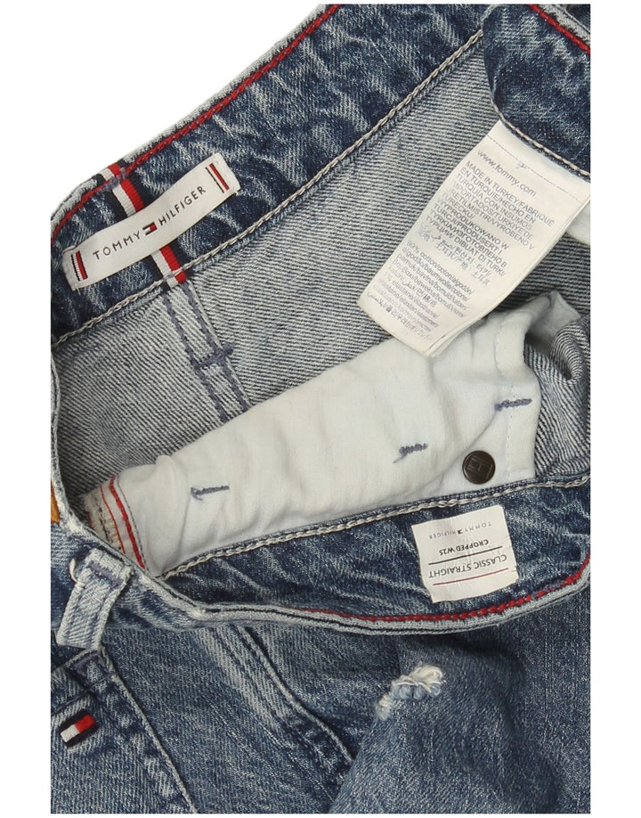 Tommy Hilfiger Womens Classic Distressed Crop Straight Jeans W25 L29 Blue