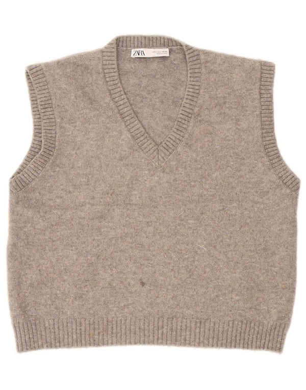 Zara Womens Vest Tank Top UK 16 Large Grey Wool