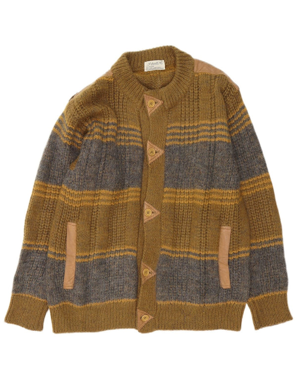 Schiatti&Co Mens Cardigan Sweater Medium Green Colourblock Mohair