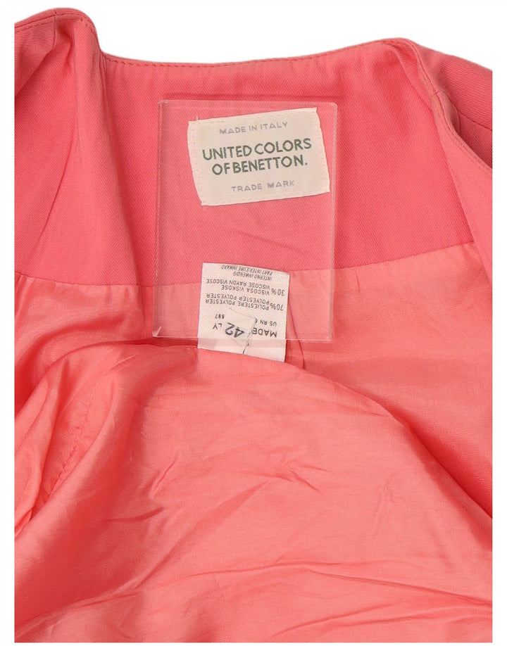 BENETTON Womens 1 Button Blazer Jacket IT 42 Medium Pink Polyester