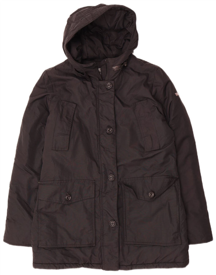 Brugi Womens Oversized Hooded Padded Jacket UK 10 Small Black Polyester