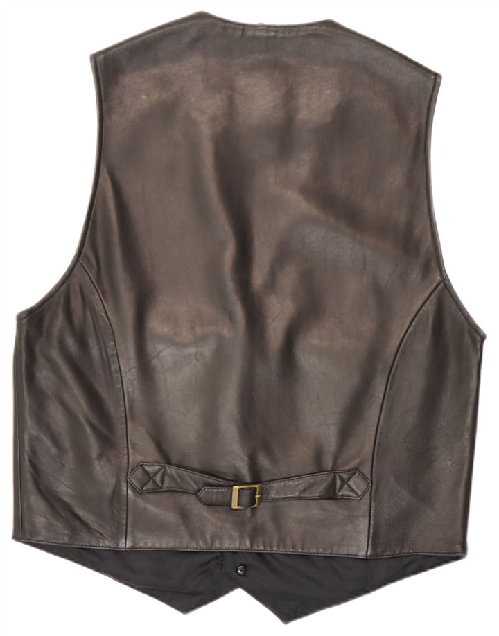 Trapper Mens Leather Waistcoat IT 48 Medium Black Leather