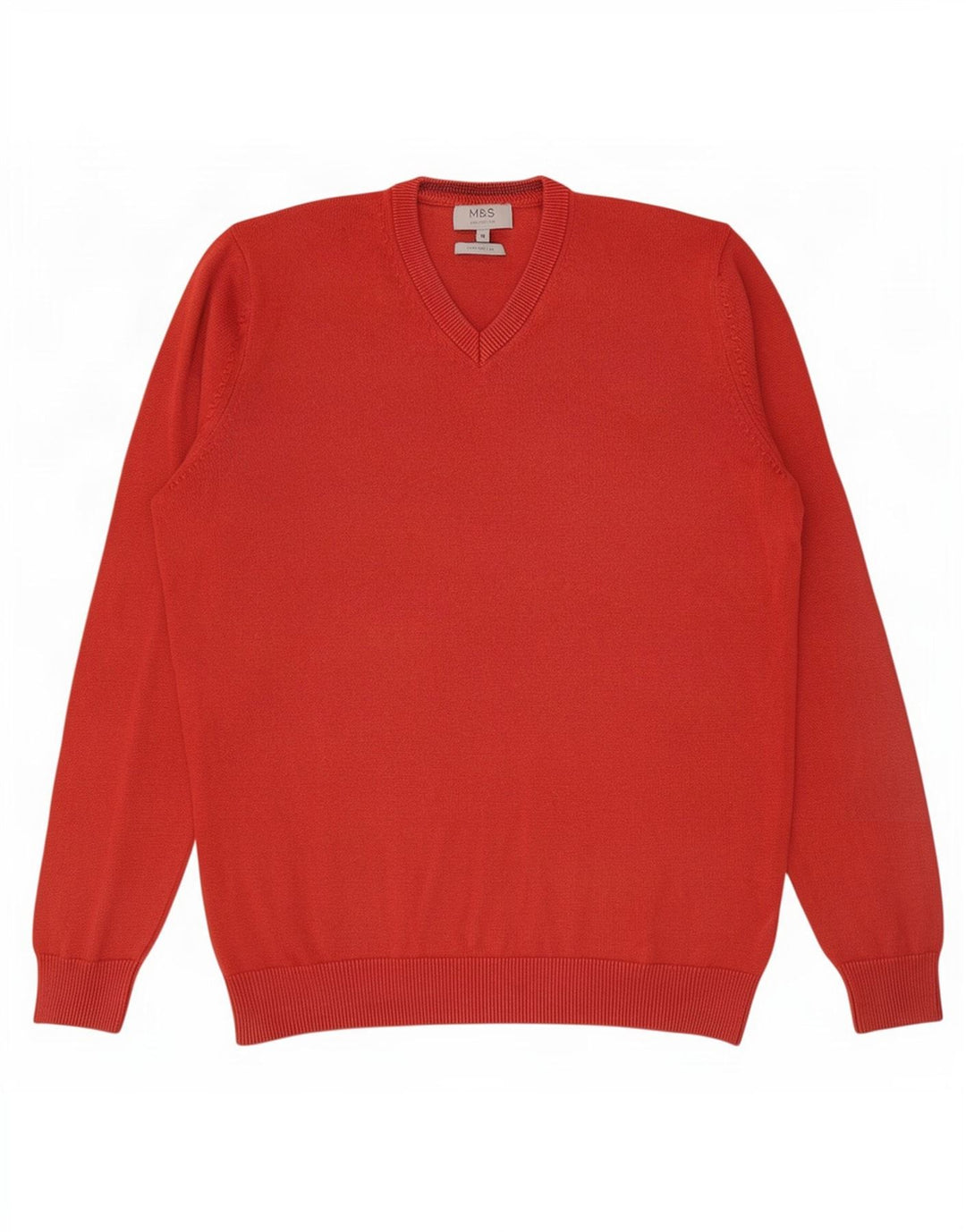 Marks & Spencer Mens V-Neck Jumper Sweater Medium Red Cotton