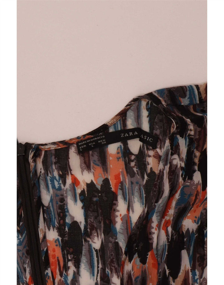 Zara Womens Abstract Pattern 3/4 Sleeve Tunic Top UK 14 Large Multicoloured